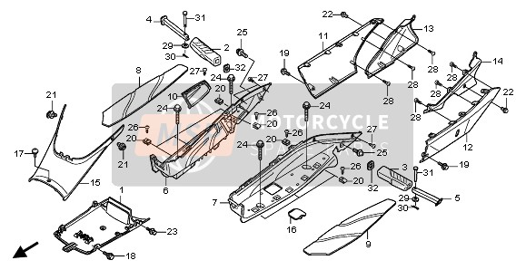 Honda FES125A 2011 Panel de piso & Cubierta central para un 2011 Honda FES125A